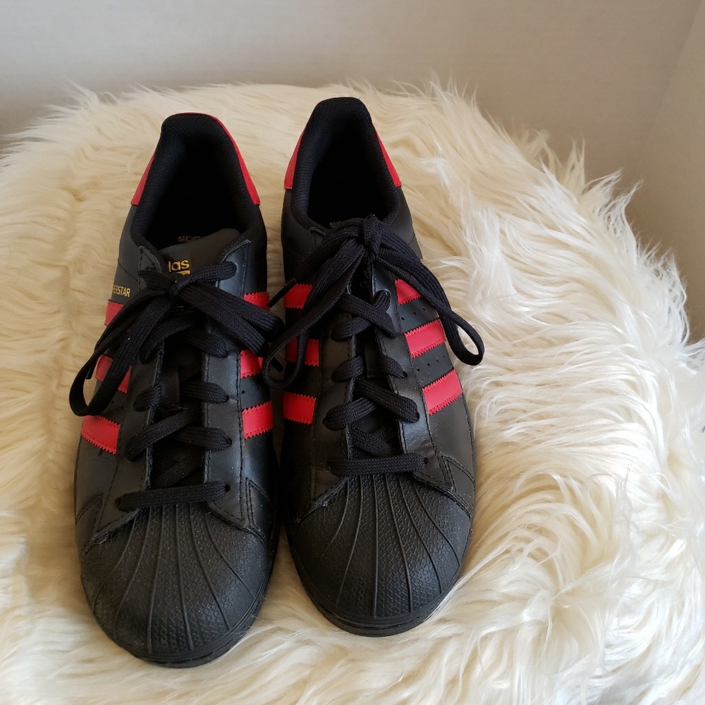 Adidas Superstars Black with Red